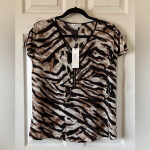 Calvin Klein Zebra Print Blouse - Black and Brown
